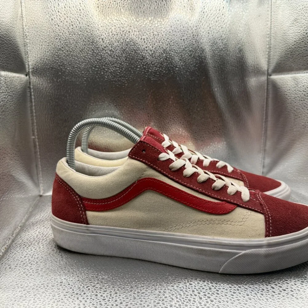 Size 10 Vans Off The Wall‎ Low Top Red White Mens Athletic Sneakers 500714